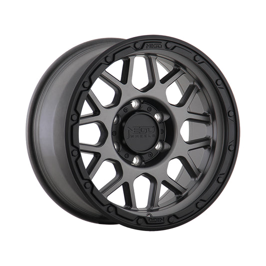 NEGU03 17x8.5 ET0 (6x139.7) CB100.1 - Matte Gunmetal+Matte Black Lip