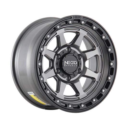 NEGU08 18x8.5 ET12 (6x139.7) CB110 - Gunmetal gray+black lip