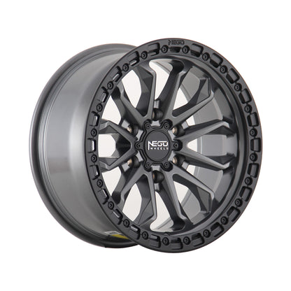 NEGU09 17x8.5 ET0 (6x139.7) CB106.2- matte gunmetal with black lip