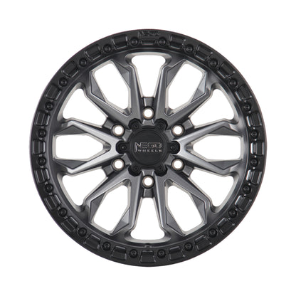 NEGU09 17x8.5 ET0 (6x139.7) CB106.2- matte gunmetal with black lip