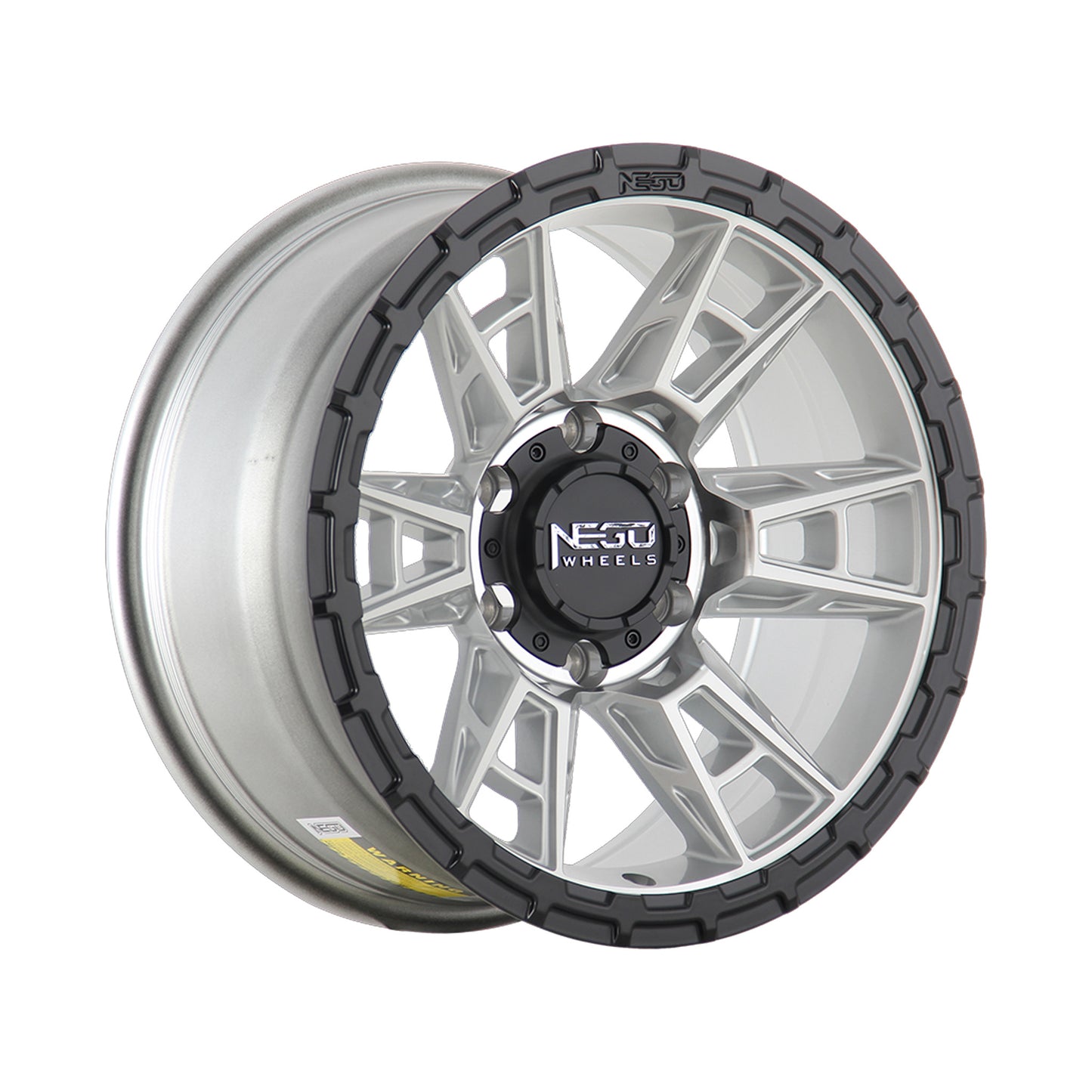 NEGU10 17x8.5 ET0 (6x139.7) CB110- Silver Machined Face+Matte Black Lip