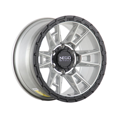 NEGU10 17x8.5 ET0 (6x139.7) CB110- Silver Machined Face+Matte Black Lip