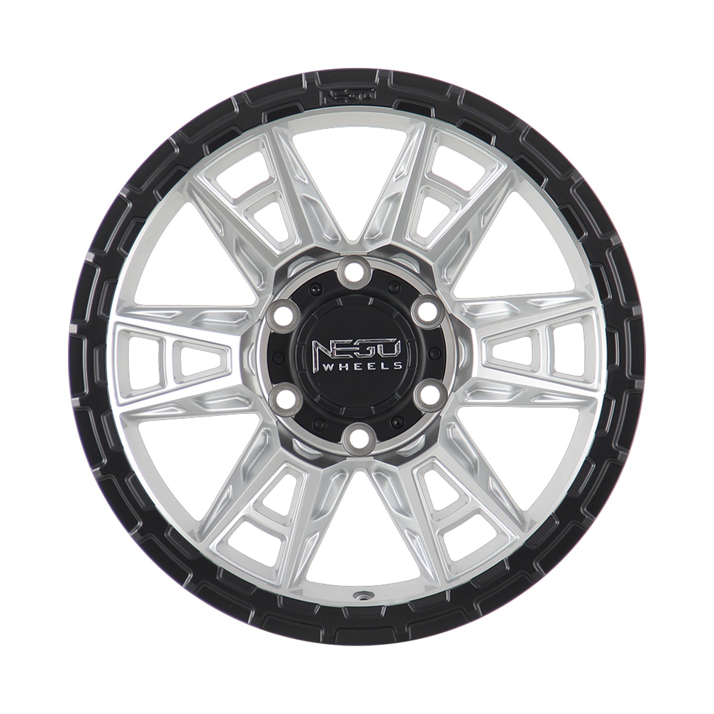 NEGU10 17x8.5 ET0 (6x139.7) CB110- Silver Machined Face+Matte Black Lip