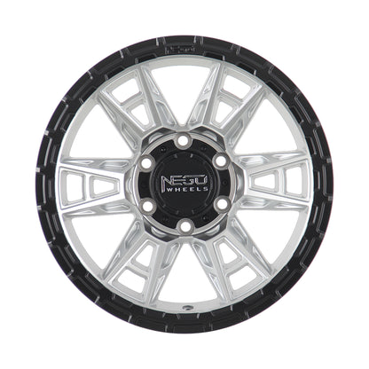 NEGU10 17x8.5 ET0 (6x139.7) CB110- Silver Machined Face+Matte Black Lip