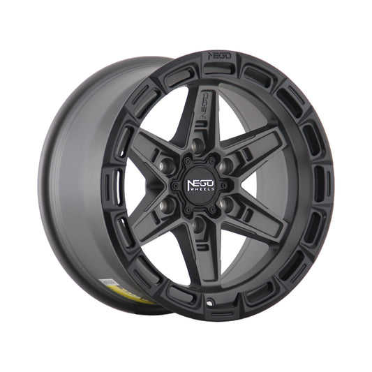 NEGU11 17x8.5 ET0 (6x139.7) CB106.2- Matte Gunmetal with Matte Black Lip