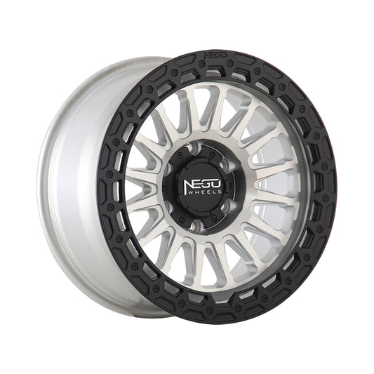 NEGU12 17x8.5 ET0 (6x139.7) CB110- Silver Machined Face+Matte Black Lip