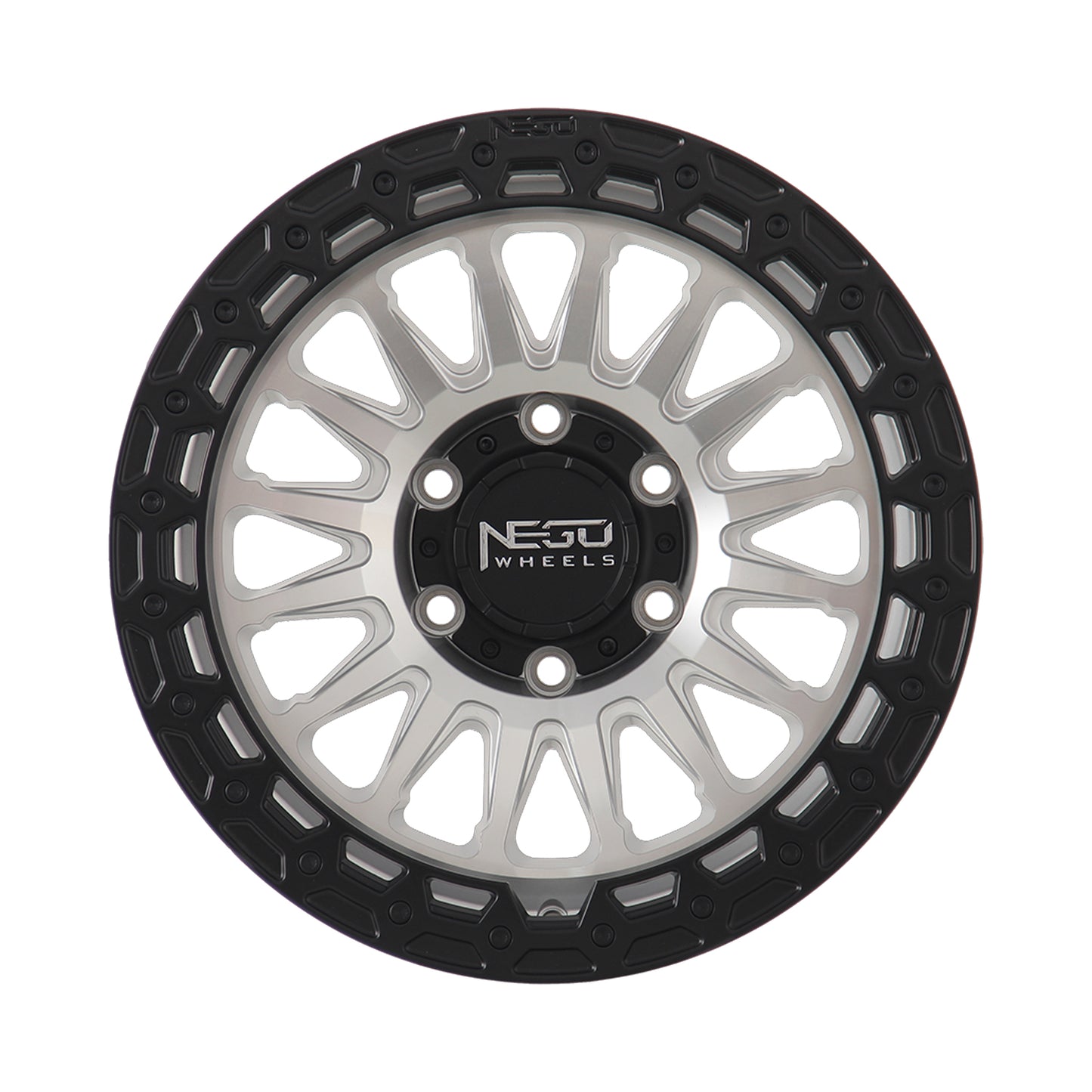 NEGU12 17x8.5 ET0 (6x139.7) CB110- Silver Machined Face+Matte Black Lip
