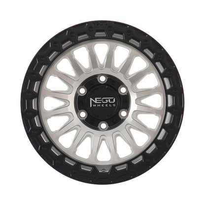 NEGU12 17x8.5 ET0 (6x139.7) CB110- Silver Machined Face+Matte Black Lip