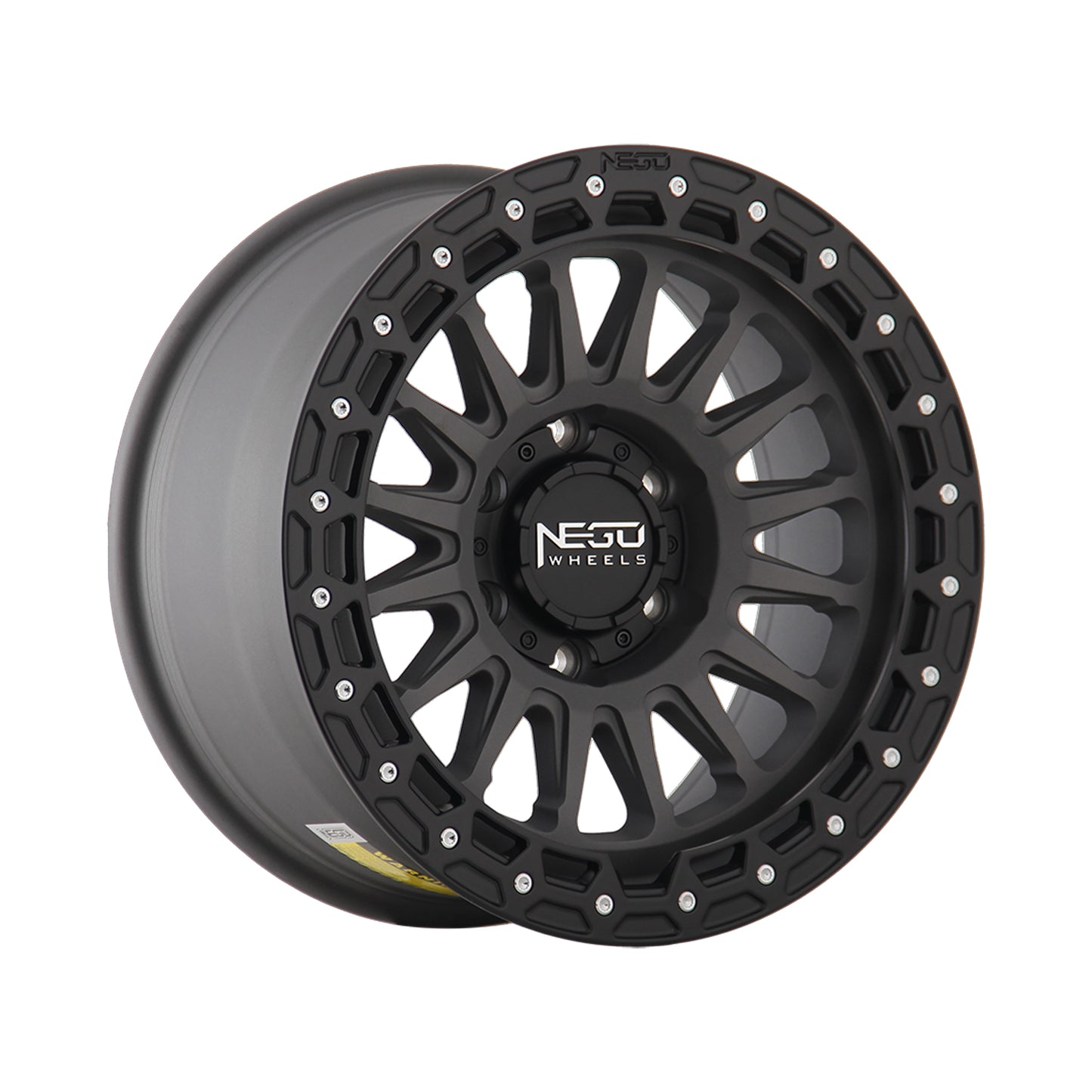 NEGU12 17x8.5 ET0 (6x139.7) CB110- Matte Gunmetal+Matte Black Lip