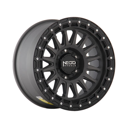 NEGU12 17x8.5 ET0 (6x139.7) CB110- Matte Gunmetal+Matte Black Lip