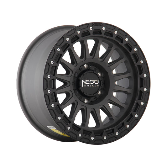 NEGU12 17x8.5 ET0 (6x139.7) CB110- Matte Gunmetal+Matte Black Lip