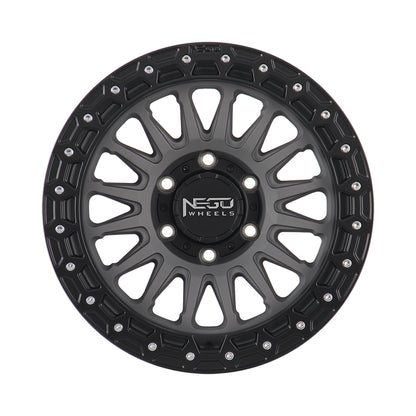 NEGU12 17x8.5 ET0 (6x139.7) CB110- Matte Gunmetal+Matte Black Lip